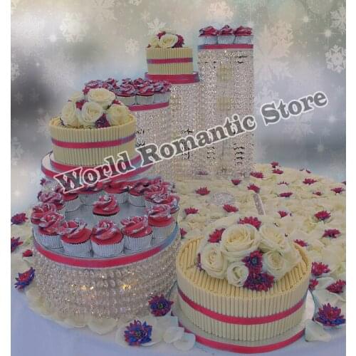 5pcs Acrylic Wedding cake stand cupcake display crystal centerpiece diameter of 15cm~35cm wedding decoration