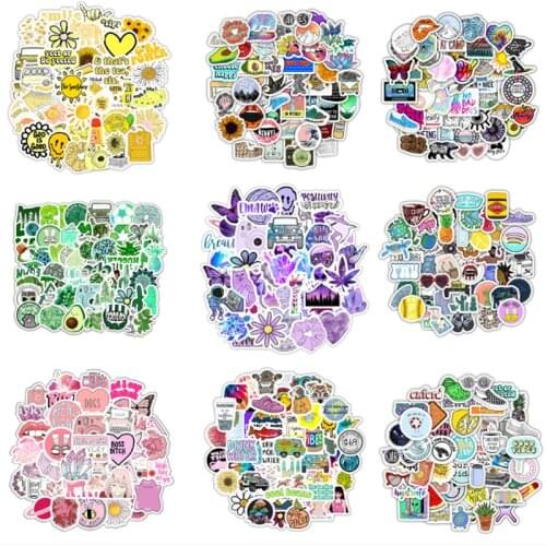 50Pcs 9 Design Graffiti Sticker Cartoon Waterproof For Laptop Phone Luggage Bike Wall Decal Skateboard Toys Stickers