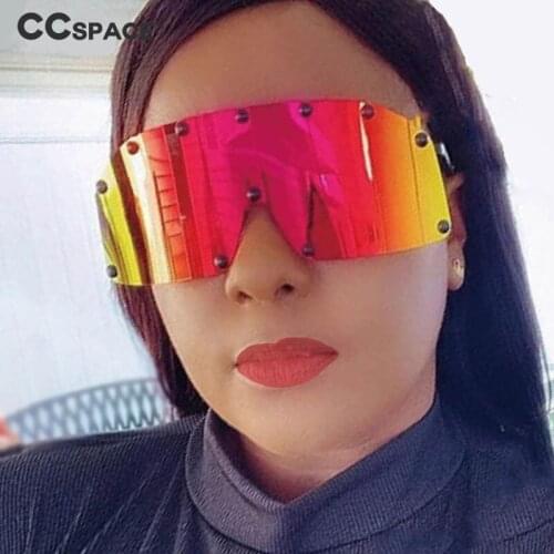 53664 Oversized One Lens Sunglasses Rivet Fashion Men Women Mirror Shades Uv400 Vintage Goggle Glasses