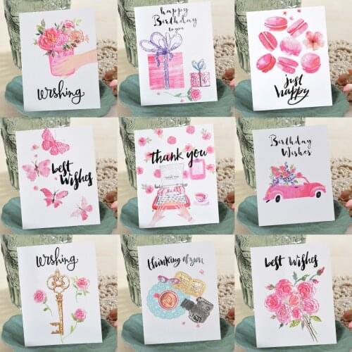 Eno Greeting watercolor flower mini cards kids birthday cards small wishes thank you cards