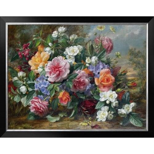Colored rose peony Flower painting Art Needlework 14CT Canvas Unprinted Handmade Embroidery Cross Stitch Kits DIY Home Decor