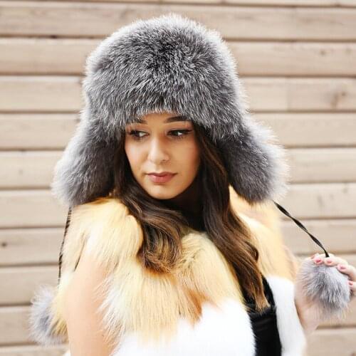CX-C-38A New Products For 2018 Drop Shipping Tarpaulin Hat Real Fox Fur Russian Winter Hat