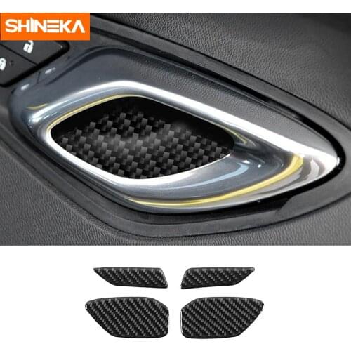 SHINEKA Interior Mouldings For Chevrolet Camaro 2016+ Carbon Fiber Door Bowl Decoration Cover Sticker For Chevrolet Camaro 2016