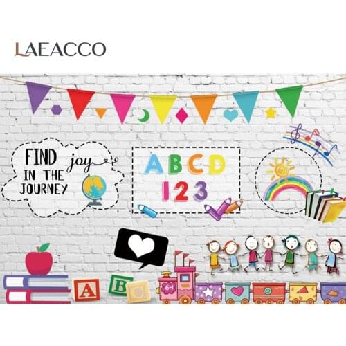 Laeacco Campus Graffiti White Background Brick Wall Graduation Party Customized Portrait Photo Background Photo Backdrops