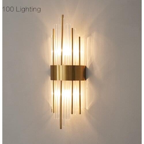 Crystal Gold Metal Living room LED Wall lamp Surface mount Parlor Bedroom Loft Deco Wall Sconce Indoor Lighting Fixture 110-260V