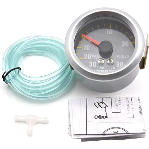 2" 52mm Auto Car Turbo Boost Gauge + Sensor -30~30 PSI Analog Carbon Fiber Face Meter with Gauge Pod Holder Triple Cups Plastic