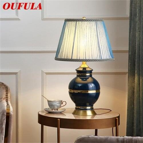 OUFULA Ceramic Table Lamps Brass Desk Light Modern Home Decoration for Living Room Dining Room Bedroom