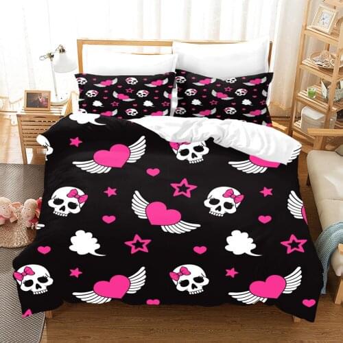 Cartoon Skeleton Fashion Bedding Set Modern 3D Print Comforter Luxury Duvet Cover Set Home Textile Decor Queen King Single Size