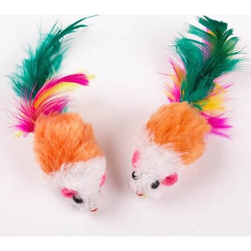 Soft Fleece False Mouse Cat Toys Colorful Feather Funny Playing Toys For Cats Kitten Interactive Toy