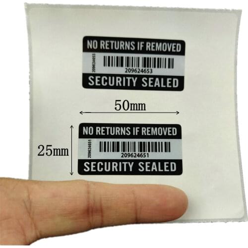 300pcs Labels Sticker Warranty Void If Removed Tamper Proof with Serial Number and Barcode 2" x 1" With Tracking Number