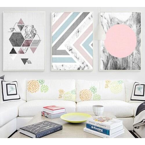 Pink Geometry Canvas Art Posters and Prints Abstract Painting Nordic Style Wall Pictures for Living Room Modern Home Decor