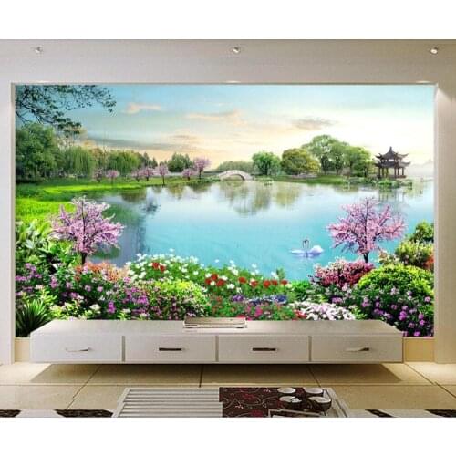 XUE SU Wall wallpaper custom wallpaper years, beautiful lake background wall painting
