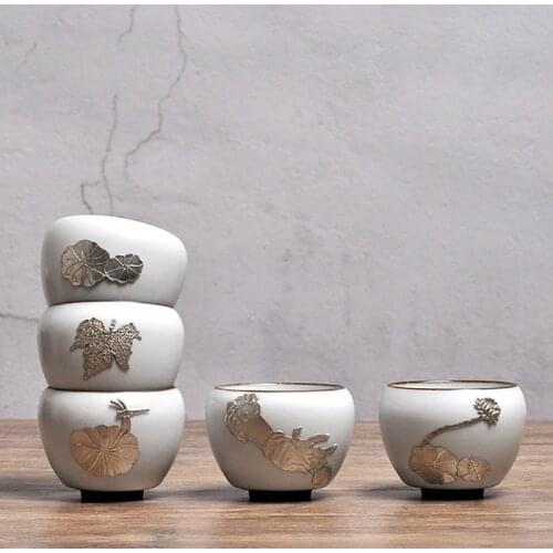 New style silver-plated ceramic tea cup Drinkware Chinese Tea Set Teacup cups Porcelain for China Tea Ceramic Cup