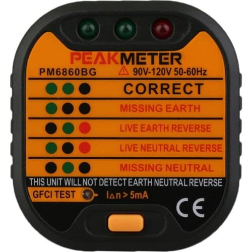 PEAKMETER PM6860 series Socket Tester 110v/220V with GFCI RCD test Automatic electricity diagnostic detector tester