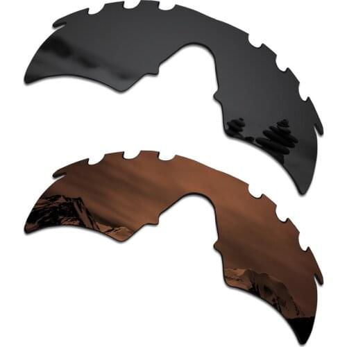 SmartVLT 2 Pieces Polarized Sunglasses Replacement Lenses for Oakley M Frame Hybrid Vented Stealth Black and Amber Brown