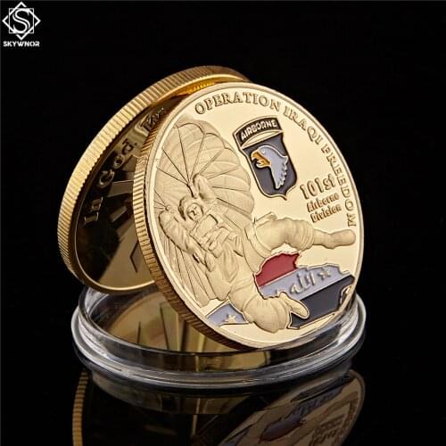 American 101St Airborne Division Air Force Gold Plated Coin 1.57"*0.12" Operation Iraqi Freedom Souvenir US Coin