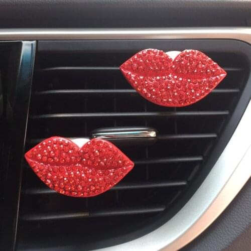Sexy red lips with diamonds car air outlet clip Lemon peach fragrance car air freshener diffuser car decoration accessories