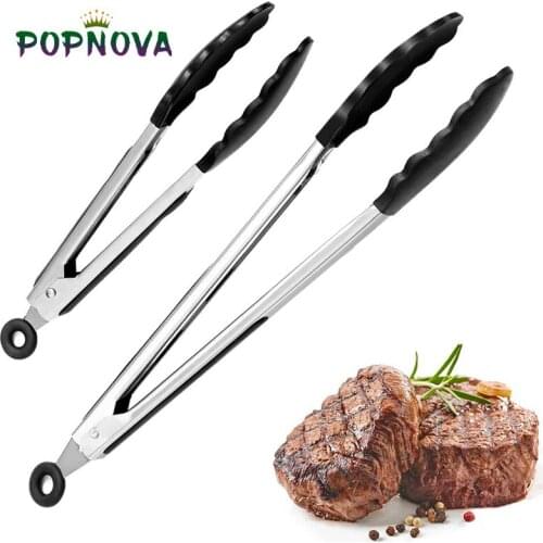 Kitchen Tongs Silicone Food Tong Stainless Steel Grill Tongs for Cooking Bbq Non-Slip Salad Tongs Clips Accessories 2020