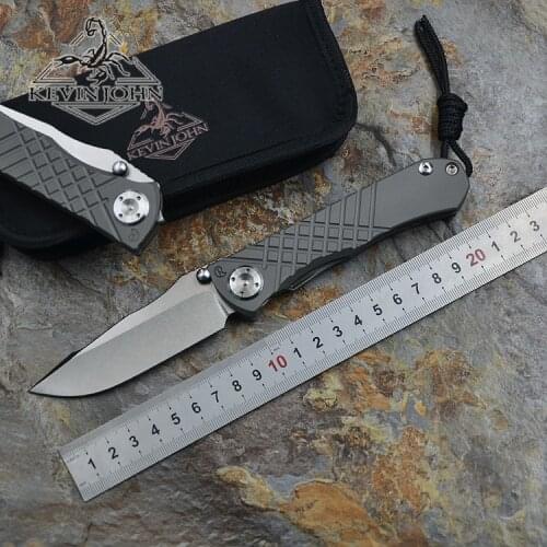 Kevin john CR Umnumzaan folding knife m390 blade titanium handle camping hunting survival pocket Kitchen fruit knives EDC tools