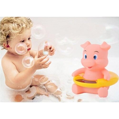 Baby Newborn Bath Water Thermometer Pink Pig Water Temperature Meter Bath Baby Bath Toys Cute Animal Design Shower Toy