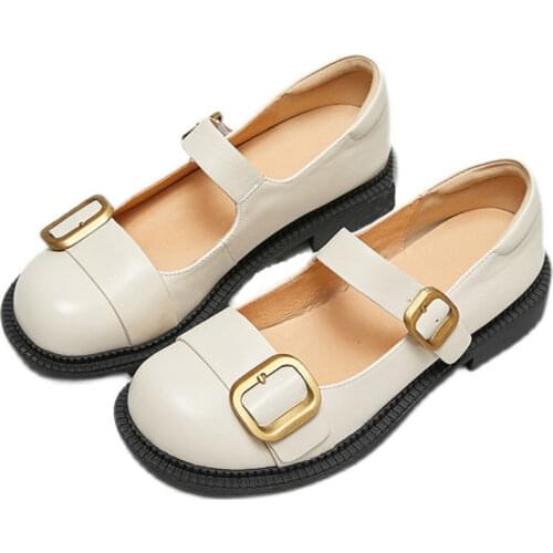 Ladies Fashion Retro Shallow Mouth Mary Jane Buckle Summer Pu Leather Shoes Lolita Buckle Anime Sweet Goth Running Women Loafers
