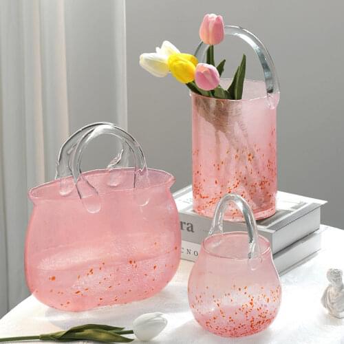 Ins Creative Glass Vase Handbag Vase Aquarium Handbag Flower Pot Living Room Advanced Vase Decoration