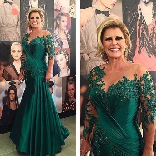 Off The Shoulder Green Prom Dresses Lace Satin A Line Evening Elegant Evening Summer Party Dress Long Satin Lady Gowns