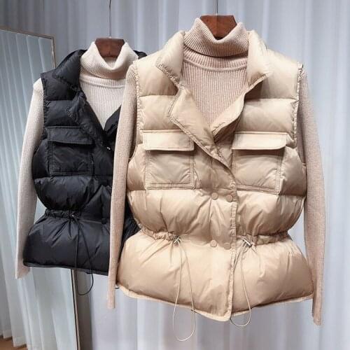 Autumn Winter Women Ultra Light Down Vest White Duck Down Jacket Short Down Coat Parka Ladies Sleeveless Waistcoat