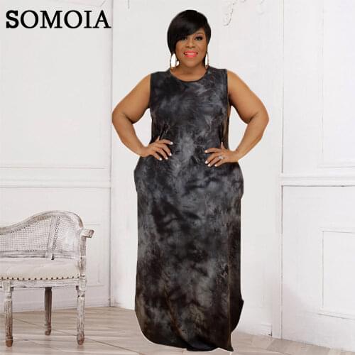 Women Summer Clothing 2021 Plus Size Dresses for Women Streetwear Tie Dye Maxi Dress Sexy Sleeveless Vest Dress Wholesale Items