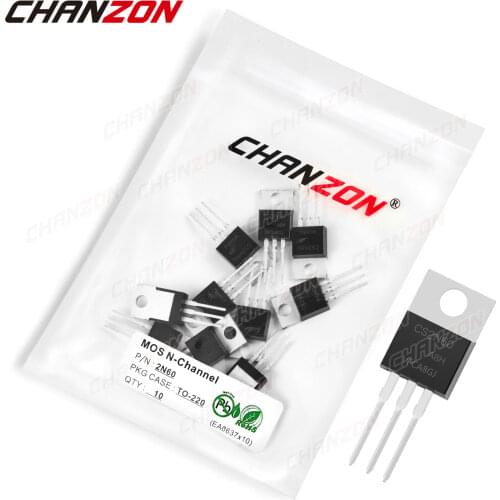 10pcs 2N60 TO-220 N-Channel Mosfet Bipolar Junction Transistor BJT SIC Mos Fets Triode Tube 2A 600V DIY Integrated Circuits
