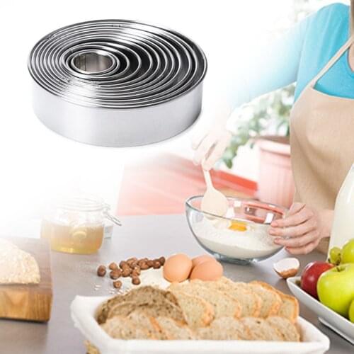 14 Pcs Open Cutter Round Cookie Molds Stainless Steel Sweet Moulds for Cooking