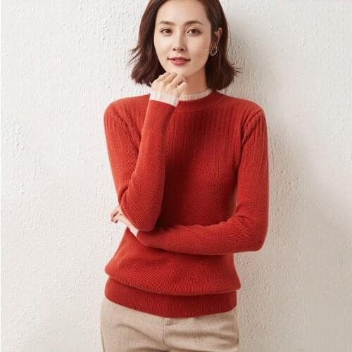 2021 Autumn/Winter Women Sweaters Lace Style 100% Wool Pullovers O-Neck Long Sleeves Sweet Clothes Standard Tops