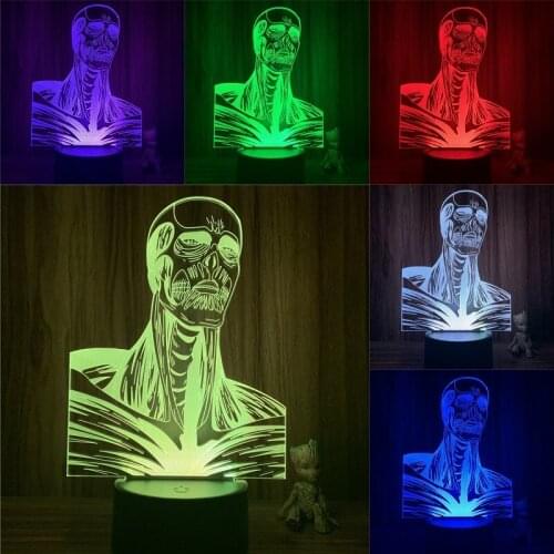 3D Lamp Action Figure Attack on Titan Colossus Titan Manga Shingeki No Kyojin LED NightLight Touch Table Decor Night Light Gift