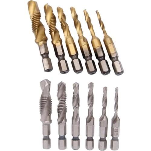 6pcs/set Hand Tap Drill Hex Shank HSS Screw Spiral Point Thread Metric Plug Drill Bits M3 M4 M5 M6 M8 M10 Hand Tools