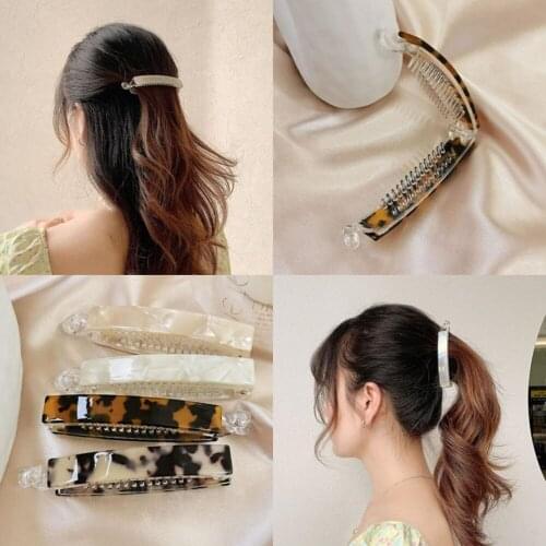 Acrylic Leopard Print Hair Clip Clamp Fashion Women Ponytail Holder Twist Tines Banana Vertical Hair Claw Clips Hair Accessories