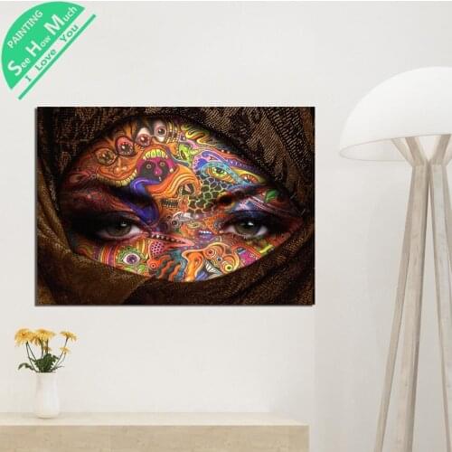 1 Piece Arab Girl Scarf Tattoo HD Printed Canvas Wall Art Posters and Prints Poster Painting Framed Artwork Room Decoration