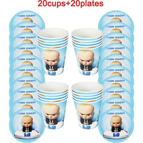 40/80/81/100PCS Cartoon Baby Boss Theme Party Decoration Birthday Sets Banner Straw bag Cup Plate Tablecloth Supplies For Kids