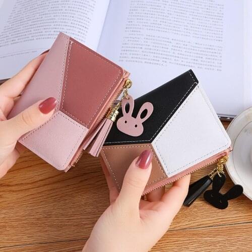 Geometric Women Cute Pink Wallets Pocket Purse Card Holder Patchwork Wallet Lady Female Fashion Short Coin Burse Money Bag