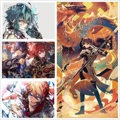 Genshin Impact Game Poster Zhong Li/xiao/ke Li/hu Tao/ Anime Posters Canvas Painting Wall Decor Wall Art Picture Home Decoration