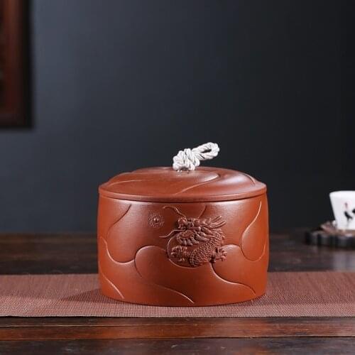 Yixing factory five loaves fish the dragon tea pot undressed ore dahongpao seal POTS detong custom style