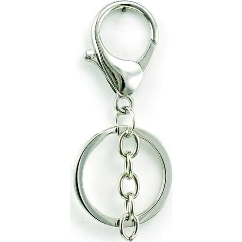 JINGLANG Silver Color Metal Loster Clasp Keyring Dangle Stainless Steel Rings DIY Charms Keychains Accessories