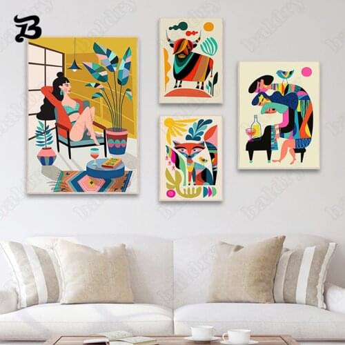 Love Yourself Canvas Painting Wall Art Nordic Posters and Prints Abstract Girl Mermaid Piano Cattle Wall Pictures Room Decor