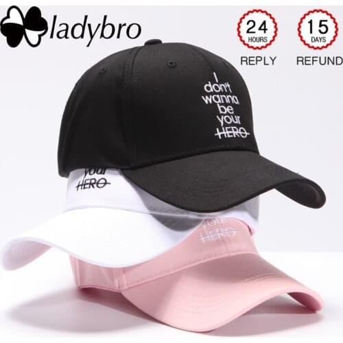 Ladybro Women Hat Cap Men Casual Letter I don't wanna be your HERO Baseball Cap Snapback Hats For Female Dad Hat Hip Hop Bone
