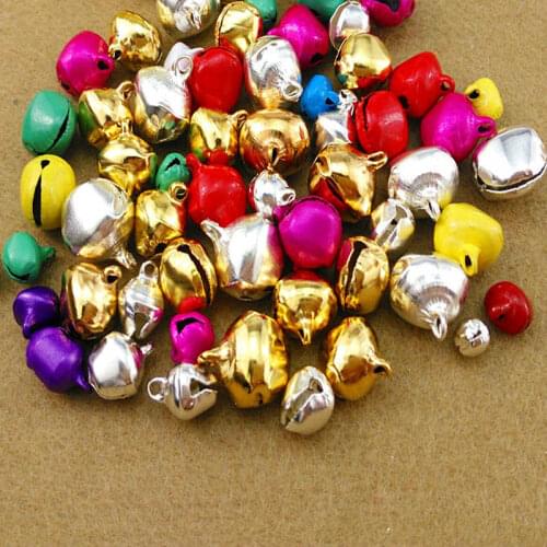 100PCS 6/8/10/12/14mm Jingle Small Bells Iron Loose Beads For Festival Party Christmas Tree Decorations DIY Crafts Accessories