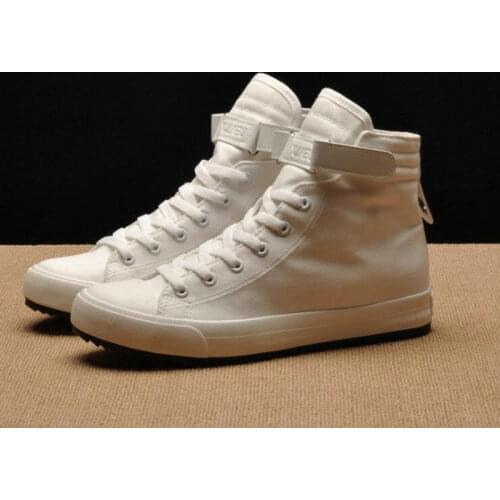 2021 Fashion New Men Light Breathable Canvas Casual All Black white Red High top Solid Color Sneakers Shoes flatsbj8