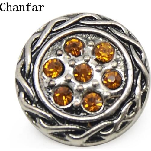 Gold Color Crystal Paved Round Snap Button Fit For 18mm Snap Necklace Bracelet