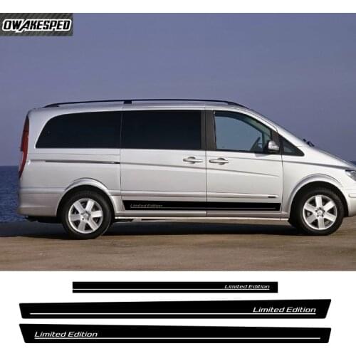 Limited Edition Stripes 3 pcs Car Door Side Skirt Sticker For-Mercedes Benz Viano Auto Body Rear Trunk Decor Vinyl Decals