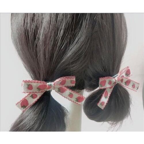 Lolita Bow strawberry hair circle Hair Accessories Side Clip Hairpin Hair Ornament B1274
