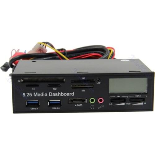NEW USB 3.0 All-in-1 5.25 Muiti-function Media Dashboard Front Panel Card Reader M2EC