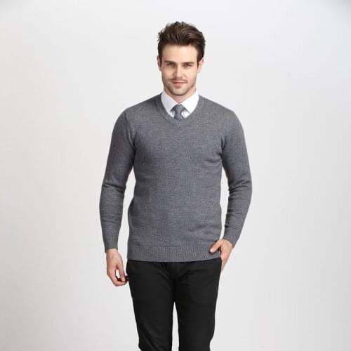 100% Wool Thick Sweaters Autumn And Winter Casual Men Fashion v-Neck Long Sleeve Cashmere Sweater Pullovers